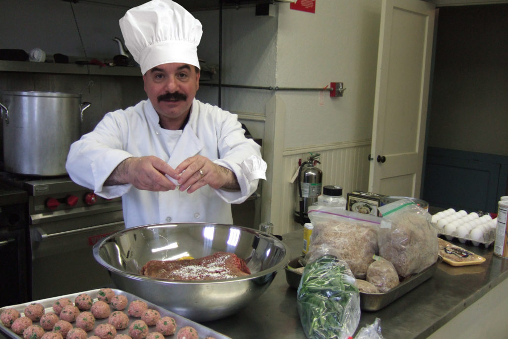 Chef and Actor Frank Imbergamo making his meatballs.