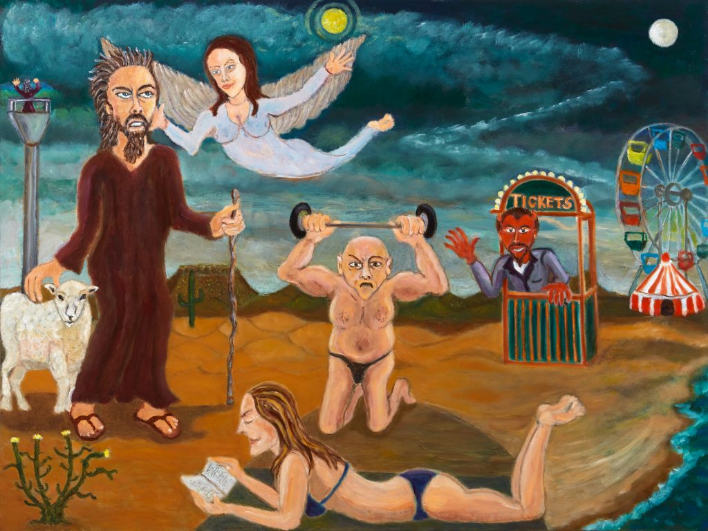 An image of the painting Simon of the Desert (2019) by writer and artist Max Talley